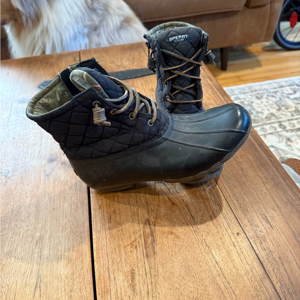 Sperry Black Quilted Waterproof Boots